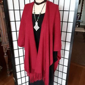 Red Snuggly Warm Blanket Style Wrap by EAST 5TH AVE.  OS